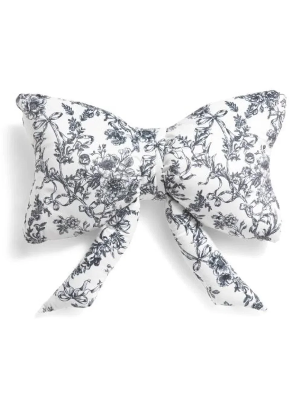 Envogue Toile Bow Pillow 14x24 Black White NWT